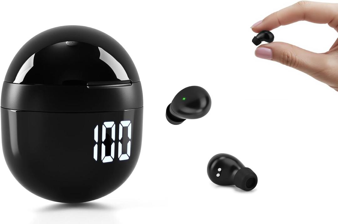 Invisible Mini Sleep Earbuds Wireless Bluetooth, Ultra-Light Comfort Fit Sleep Headphones for Side Sleepers, Unique Tumbler Portable Charging Case, Soft In-Ear Ear Plugs for Sleeping Small Ears Gym (Black)
