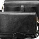 BROMEN Crossbody Bags for Women Small Cell Phone Shoulder Bag Wristlet Wallet Clutch Purse (Oil Wax Black)