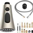 Kitchen Faucet Head Replacement Set Compatible with Moen/Delta/Kohler/Grohe/Hansgrohe, Pull Down 3 Function Kitchen Sink Sprayer Set, 67in Hose and 14.1oz Weight Ball, Brushed Nickel