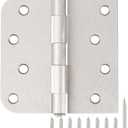 3 Pack Heavy Duty Satin Nickel Door Hinges 4 Inch Square Rounded and 5/8" Radius Corners Interior or Exterior Residential Door Hardware