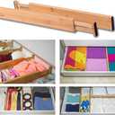 Adjustable Bamboo Drawer Dividers SMALL SIZE, Expandable 1216 inch Spring Loaded Drawer Organizer for Kitchen, Dresser, Bathroom, Bedroom, Desk 6-Pack