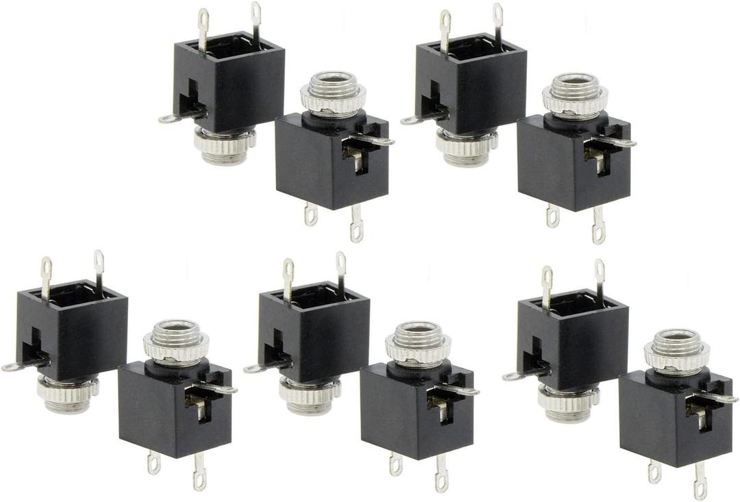 YXQ 3 Pins Female 3.5mm Mono TS Jacks Plug Socket Connectors Switch PCB Panel Chassis Mount,10-Piece