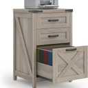 Small Farmhouse File Cabinet with 2 Drawers for Home Office, Rustic Grey