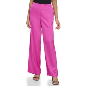 Calvin Klein Women's Pull on Flowy Elevated Smocked Waist Pant (Large, Shocking Pink)