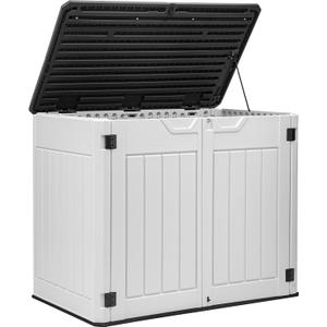 YITAHOME Outdoor Horizontal Storage Sheds w/o Shelf, 35 Cu Ft Lockable Resin Waterproof Shed, Ideal for Garden Tools, Easy to Assemble, Light Gray