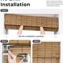 UNISHADES No Drill Cordless Bamboo Roman Shades, Light Filtering Woven Natural Bamboo Window Covering, Easy Install Roman Style Shade, for Window Size 20" W × 64" H - Alternate Teak
