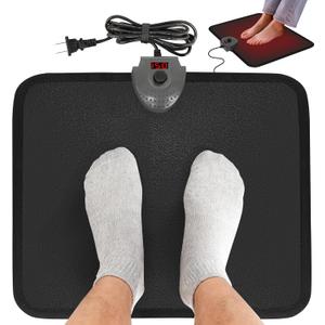 Hodeamy Heated Floor Mat Under Desk for Foot Warmer - Wider 110V Adjustable Temperature Electric Heating Pad - Carbon Crystal & Energy Saving Feet Warmers for Office, Home (Black)