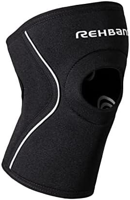 Rehband Open Patella Knee Brace 5mm Neoprene, Supportive Knee Sleeve with Patella Support, Knee Protection for Strength Training, Jogging & Fitness, Colour:Black, Size:Medium