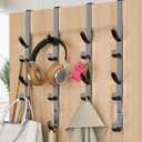 Over The Door Hooks, Metal Door Hooks for Hanging, Over The Door Purse Organizer for Coat Hanger, Back of Shower Door for Hanging Towel Rack Clothes, Hat, Bathroom, Closet (Black-4Packs)