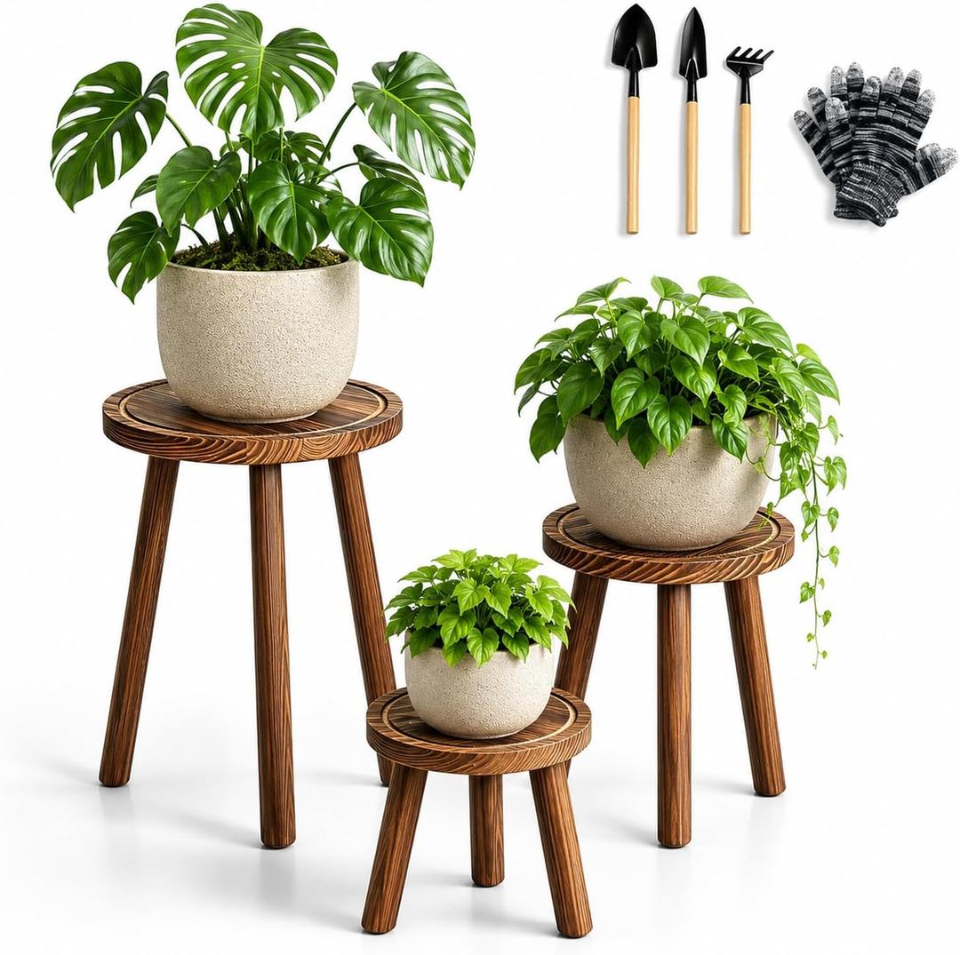 3-Pack Wood Plant Stands Indoor, Single Holders for 6-12 Inch Pots
Plant Stool, Plant Riser, Plant Table, Planter Stand & Plant Pot Stand