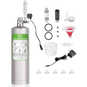 ZRDR 2L Co2 Generator System with Pressure Gauge Automatic Pressure Relief Valve Bubble Counter for Aquarium PlantsStable Output