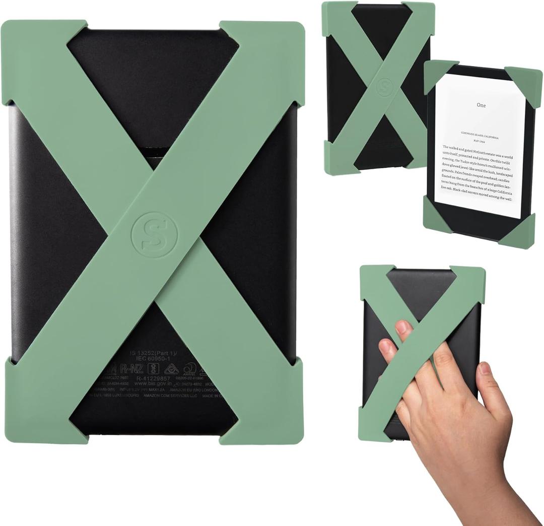 Strapsicle Hand Strap for Kindle Accessories Comfy Silicone Grip Alternative to Case or Cover Fits Paperwhite 11th/12th Gen, Signature Edition, Colorsoft, Kobo, & 67 Inch E-Readers - Large Sage Green