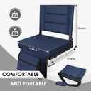 Stadium Seats with Back Support,Bleacher Chairs with Cushion, Portable Folding Stadium Chair with Removable Cushion and Large Pocket for School Events Sports Game(Navy Blue 2 Pack), 16.4"w X 11.4"d X 15.6"h