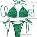 Bikini Set for Women Two Piece Swimsuit V Neck String Bathing Suit Halter Top Tie Side Bottom (Green)