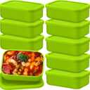 Nuogo 8 Pcs 2 Cup Silicone Freezer Trays with Lid Silicone Soup Freezer Molds Rectangle Soup Containers Reusable Food Preserving Tray Freezing Ice Trays for Soups Sauces Stews(Green)