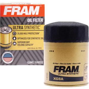 FRAM Ultra Synthetic XG8A 20K Mile Change Automotive Replacement Engine Oil Filter for Synthetic Oil Changes, Premium Vehicle Engine Protection Oil Filter for Select Vehicle Model Years