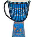Djembe Drum, AKLOT African Drum Hand-Carved 9.5'' x 20'' Mahogany Goatskin Drumhead for Starter Beginners Adult, Blue