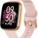 Smart Watch for Women, 1.85" AMOLED Always-On Display Screen Smartwatch for iPhone & Android, 3ATM Waterproof Fitness Tracker with Bluetooth Call, Heart Rate/Sleep/SpO2 Monitor, 100+ Sport Modes (small, Pink)