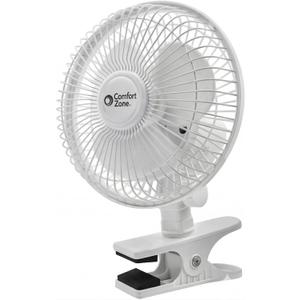 Comfort Zone Portable Clip on Fan with Fully Adjustable Tilt, Electric, 6 inch, Quiet, Indoor, 2 Speed, Mini Desk Fan, Table Fan, Airflow 6.53 ft/sec, Ideal for Home, Bedroom, Dorm & Office, CZ6C
