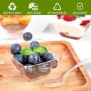 TOFLEN 100ct 2 oz Mini Dessert Cups with Spoons, Clear Plastic Reusable Small Party Serving Cups for Appetizers, Hors D'oeuvres Plates