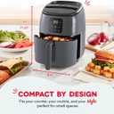 Dash Tasti-Crisp Digital Air Fryer 2.6 Quart Small Compact Mini Air Fryer for French Fries, Nuggets & More, 1-2 People, Auto Shut Off, Adjustable Temp, Dishwasher Safe Parts - Grey