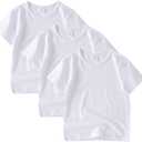 Comche 3 Pack Kids T-Shirt Cotton Short Sleeve Tee Shirts for Unisex Boys and Girls Toddler Summer Crew Neck Tops (White, Size 4-5T)
