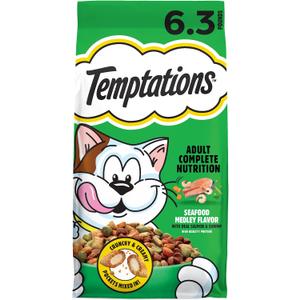Temptations Seafood Medley Flavor Adult Dry Cat Food, 6.3 lb. Bag (EXP 09/19/26)