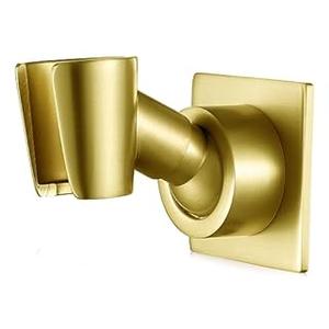 Shower Head Holder Handheld Shower Wand Holder Adjustable Shower Head Bracket Shower Wall Mount Holder, Brushed Brass/Gold Finish, Drill Free Glue Installation, gold