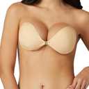 Niidor Adhesive Sticky Invisible Bras: Backless Strapless Push-up Bra with Silicone Cups for Wedding, Party, Dress Light Nude, Size C 