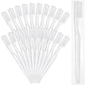 EupHHonycs 200 Pcs Disposable Toothbrush Individually Wrapped Travel Manual Tooth Brush Set Soft Bristle Bulk Toothbrush for Adults Oral Hygiene Dental Care Camping Guestroom Hotel (White)