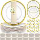 Tioncy 50 Set Clear Beaded Charger Plates Bulk for Wedding, 13 Inch, about 13 inch