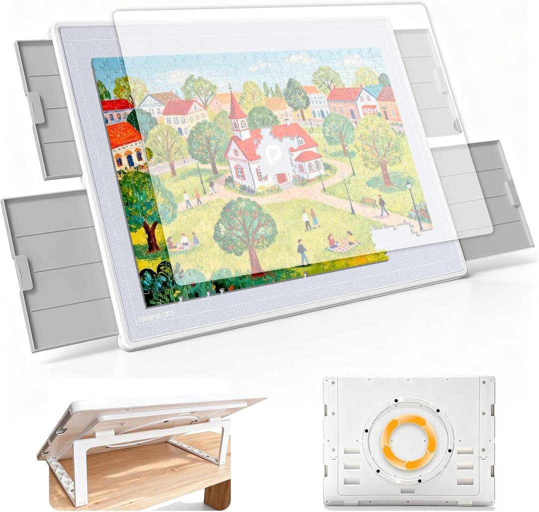 1500 Piece Puzzle Board with 360° Rotating Base & 3-Level Tilting Stand, Medium 1500 With Stand