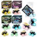 24 Pack Valentines Cards for Kids with Monster Truck Toys, Valentine's Greeting Cards for School Classroom Valentine's Gifts Exchange, Inertia Stunt Car Valentines Party Favors Prizes for Kids Boys