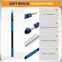 Duster with Extension Pole (20 FT Reach), Light Bulb Changer for High Ceilings & 3-12FT Extension Pole Duster Cleaning Kit, Fan Duster/Cobweb Duster/Window Washing Kit for High Windows, Interior Roof