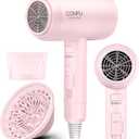 Hair Dryer with Diffuser, CONFU Hair Dryers for Women, Blow Dryers for Men, Hairdryer with Diffuser Attachment, Portable Lightweight Fast Drying Negative Ion Hairdryer for Home (Pink)