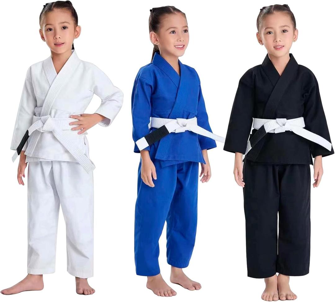 JUST YEARN Kids BJJ GI, Youth IBJJF Childrens Students Brazilian Jiujitsu Gi kimono Pre-washed Fabric (M0, Black)