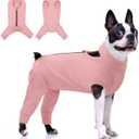 KOESON Dog Recovery Suit Hind Leg, Recovery Sleeve for Female Male Dogs, Pet Leg Sleeve to Stop Licking, Pet Rear Leg Wound Cover, Dog Spay Onesie for Wound Heal Care, Pink, L