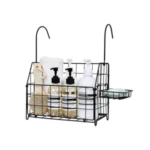 Large Rustproof Shower Caddy Hanging, 304 Stainless Steel Hanging Shower Organizer Basket for Bathroom & Bathtub, Over the Rod Shower Rack for Shampoo, Conditioner, Soap & Bath Accessories(Black)