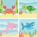 2 x Yijingtop 4 Packs Sea Turtle Diamond Art Kits for Kids,Cartoon Diamond Painting for Kids Ages 4-8-12,Cartoon Gem Kit Crafts Beginners for Gift Home Wall Decor(6x6inch)