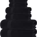 Quick-Dry, Soft & High Absorbent Bath Towels Cotton Turkish Bath Towel Set of 6 | Daily Use 100% Cotton Towels for Bathroom, Gym & More | Bathroom Towels Set (6 Pcs, Black)