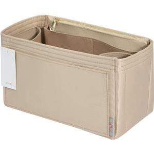 ZTUJO Purse Organizer Insert For Handbags, Silky Touching Bag Organizer Insert With Bottle Holder, Perfect for Speedy, Neverfull, Tote,ONTHEGO,Artsy,Handbag and More (Medium, Silky Beige)