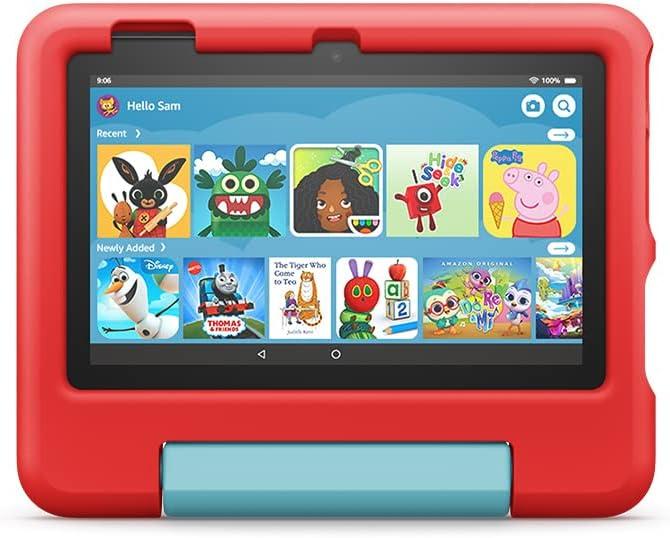 Kid-Proof Case for Fire 7 tablet | Only compatible with 12th generation tablet (2022 release), for ages 3–7, Red