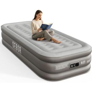 Sebor Air Mattress Twin with Built-in Pump 18", Comfortable Self-Inflating Blow up Mattress with High-Speed Pump, Durable Twin Size Air Mattress with Storage Bag for Guests, Moving, Camping, Travel