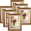 MEBRUDY 5x7 Picture Frames (Gold, 6 Pack), Display Pictures 5x7 with Mat or 6x8 Without Mat, Photo Frames for Wall Mount or Table Top