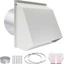 Upgraded 10 Inch Hooded Wall Vent, Outdoor Wall Exhaust Vent Cover Wall Cap with Screen & Damper for Exterior Kitchen Range Hood, Ventilation Dryer, HVAC Duct Air Exhaust, Galvanized Steel, White