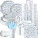 175 Pcs Something Blue Before I Do Bridal Shower Party Tableware Sets Something Blue Paper Plates Cup and Napkins Bridal Shower Disposable Tableware for 25 Guests for Wedding Engagement Bachelorette