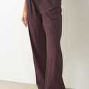 CHYRII Women's Summer Casual Linen Wide Leg Pants (Brown, S)