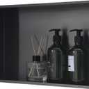 12 x 18 Inches Black Stainless Steel Shower Niche Recessed Shower Niche Bathroom Niche No Tile Needed Bath Niche for Shower Walll Black Recessed Shower Shelf for Bathroom Storage