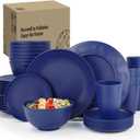 Homienly 40 Pcs Wheat Straw Dinnerware Sets, Dinner Plates, Cups, Pasta Bowls, Dishes Set For 8, Microwave Safe Plates and Bowls Sets, Blue