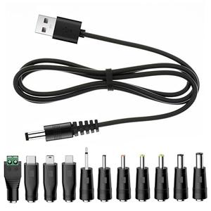 YiKaiEn Universal Charger Power Core, 5V USB to DC 5.5x2.1mm, Charging Cable with 11 Connectors (Micro-USB, Type-C, Mini USB, 2.5x0.7, 3.0x1.1, 3.5x1.35, 4.0x1.7, 4.8x1.7, 5.5x2.5，2.5mm), 3.3FT